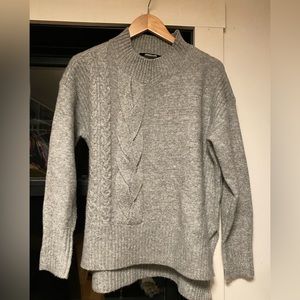 Gray textured mock neck sweater tunic